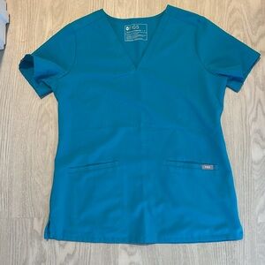 Figs teal casma 3 pocket scrub top